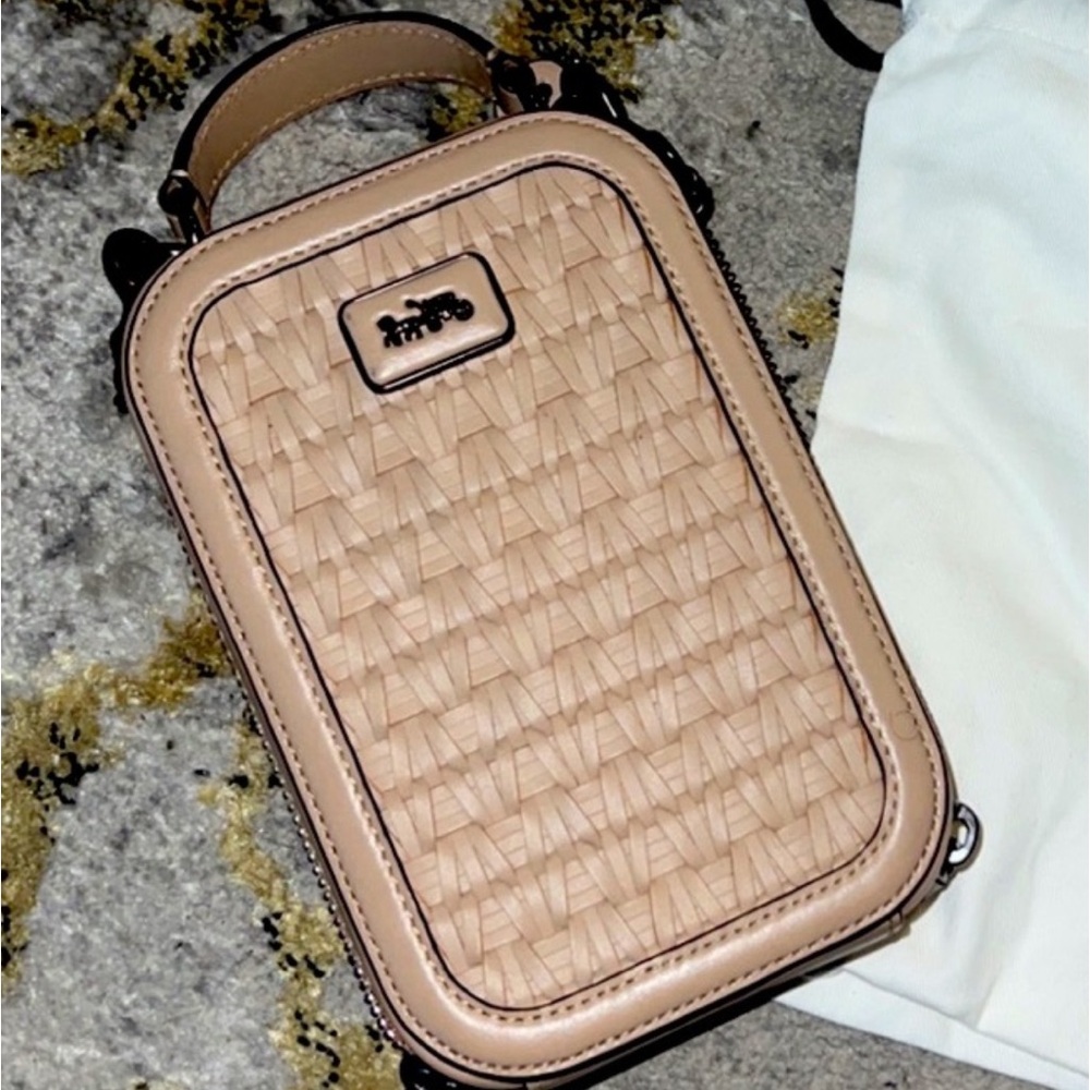 Coach Blush Tan Woven Crossbody Bag